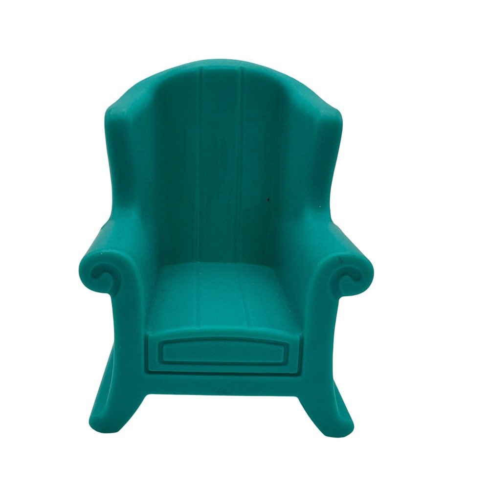 Fisher Price Loving Family Dollhouse Wingback Armchair Teal Blue Green Furniture